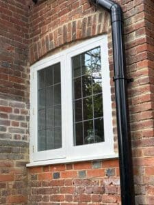 Tight shot of heritage vacuum insulated windows in a restoration project in London