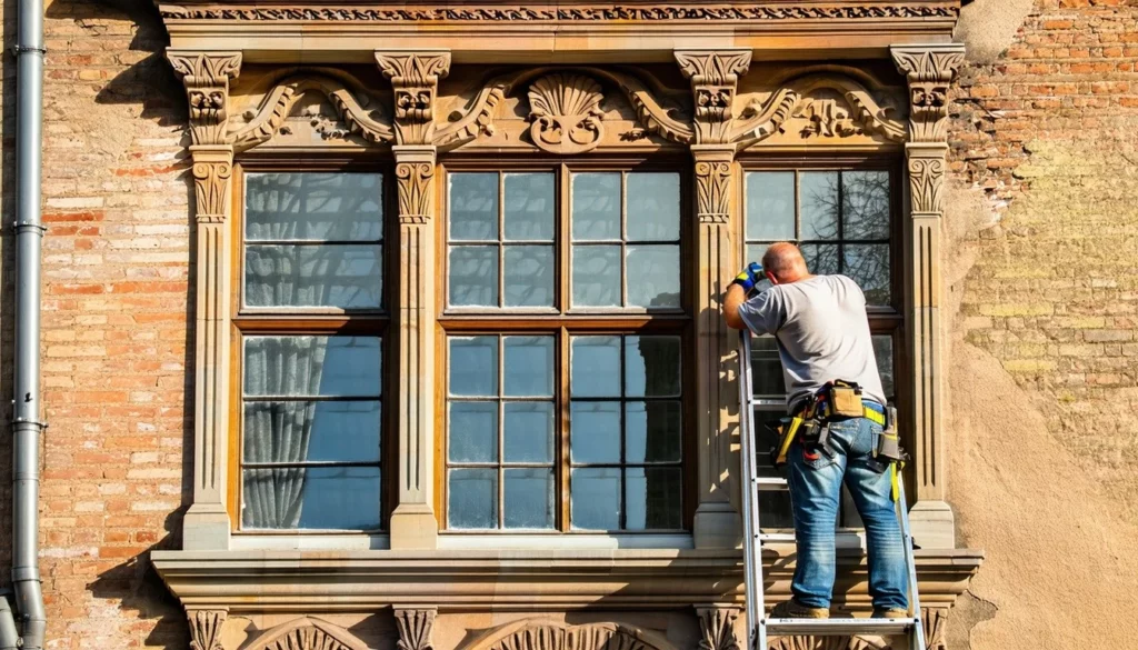 006 Replacing Windows in Historic Buildings in Lithuania - restoring a historic window in stone mullions