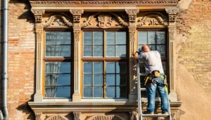 006 Replacing Windows in Historic Buildings in Lithuania - restoring a historic window in stone mullions