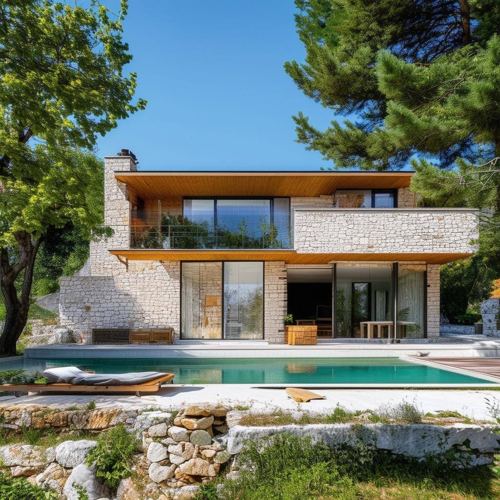 A home in Croatia after eco friendly renovations to make it net zero
