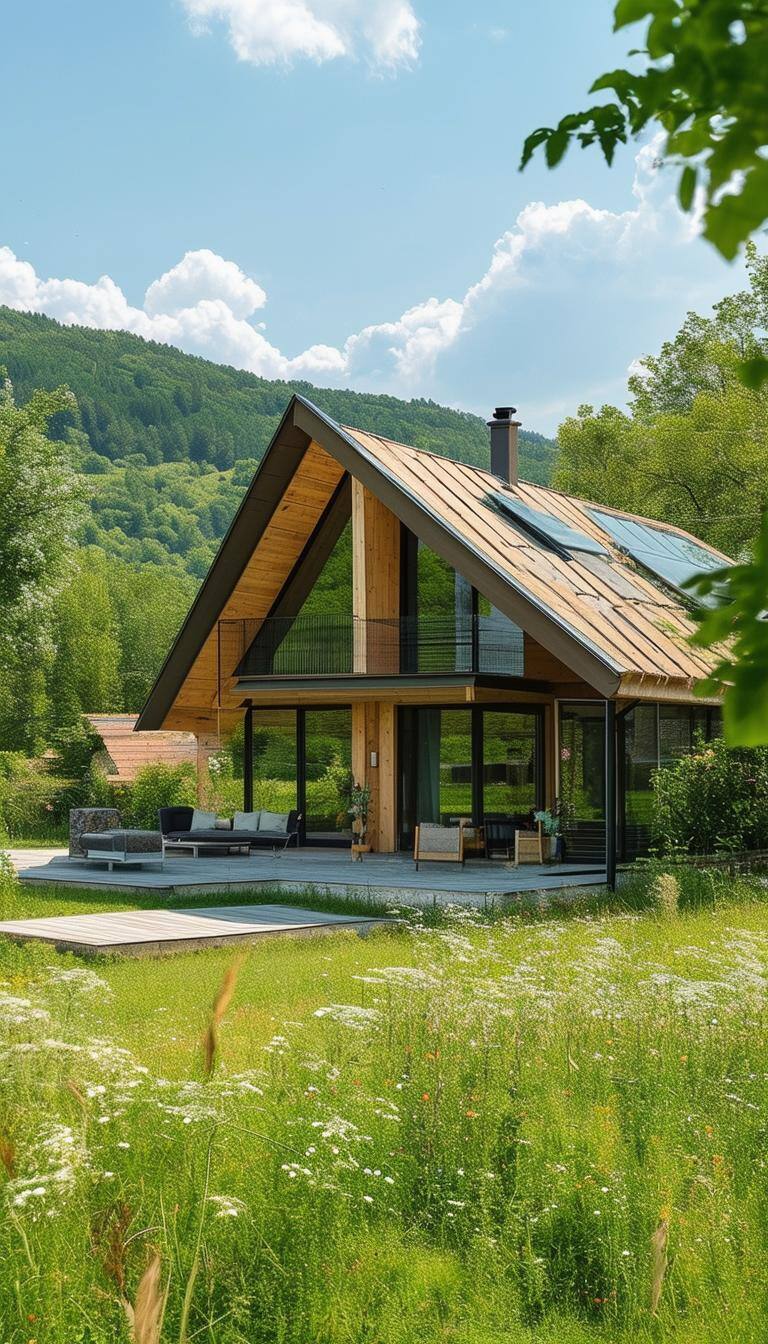 A modern, eco freindly house in the Romanian countryside in the summer