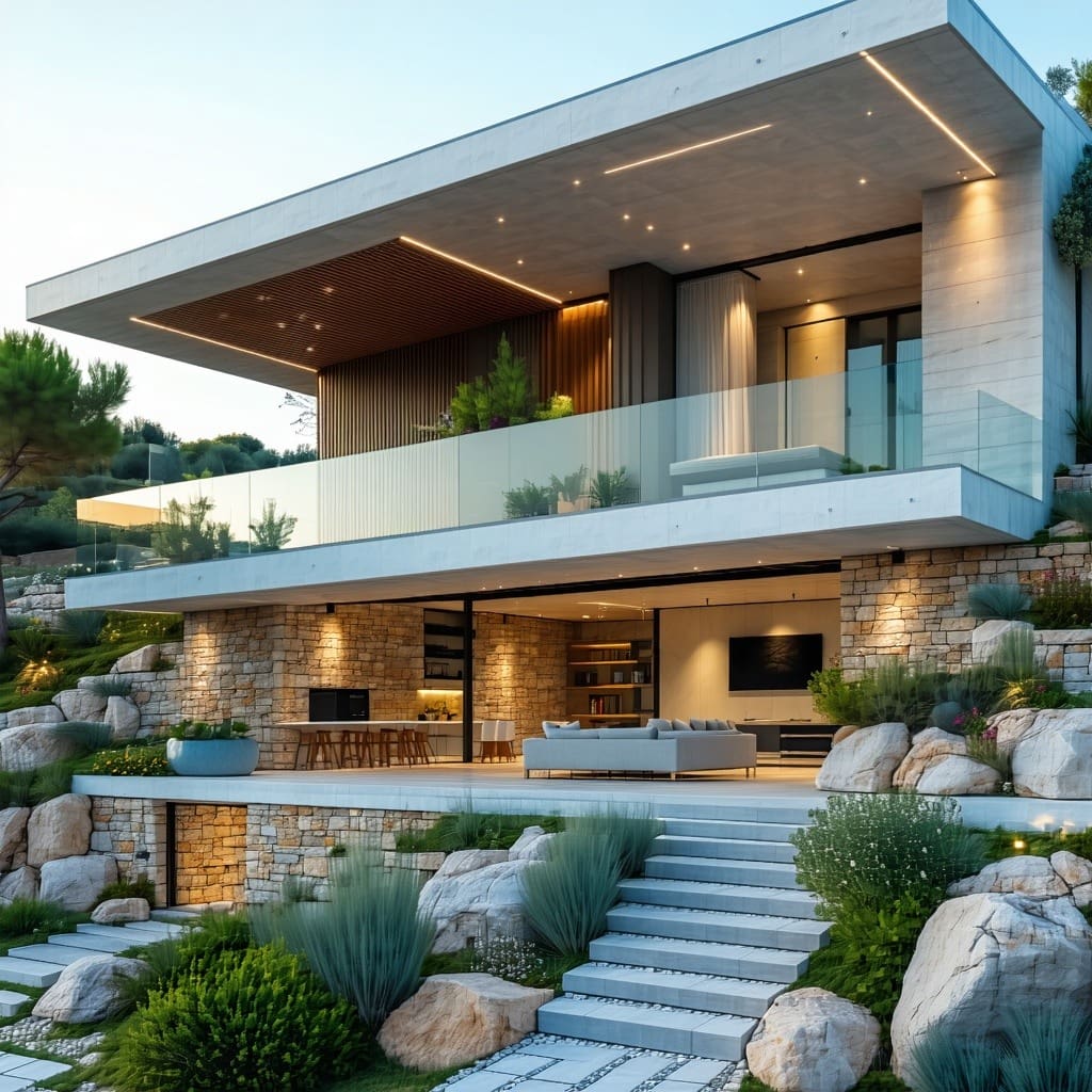 A modern home in Greece upgraded to be sustainable and eco friendly