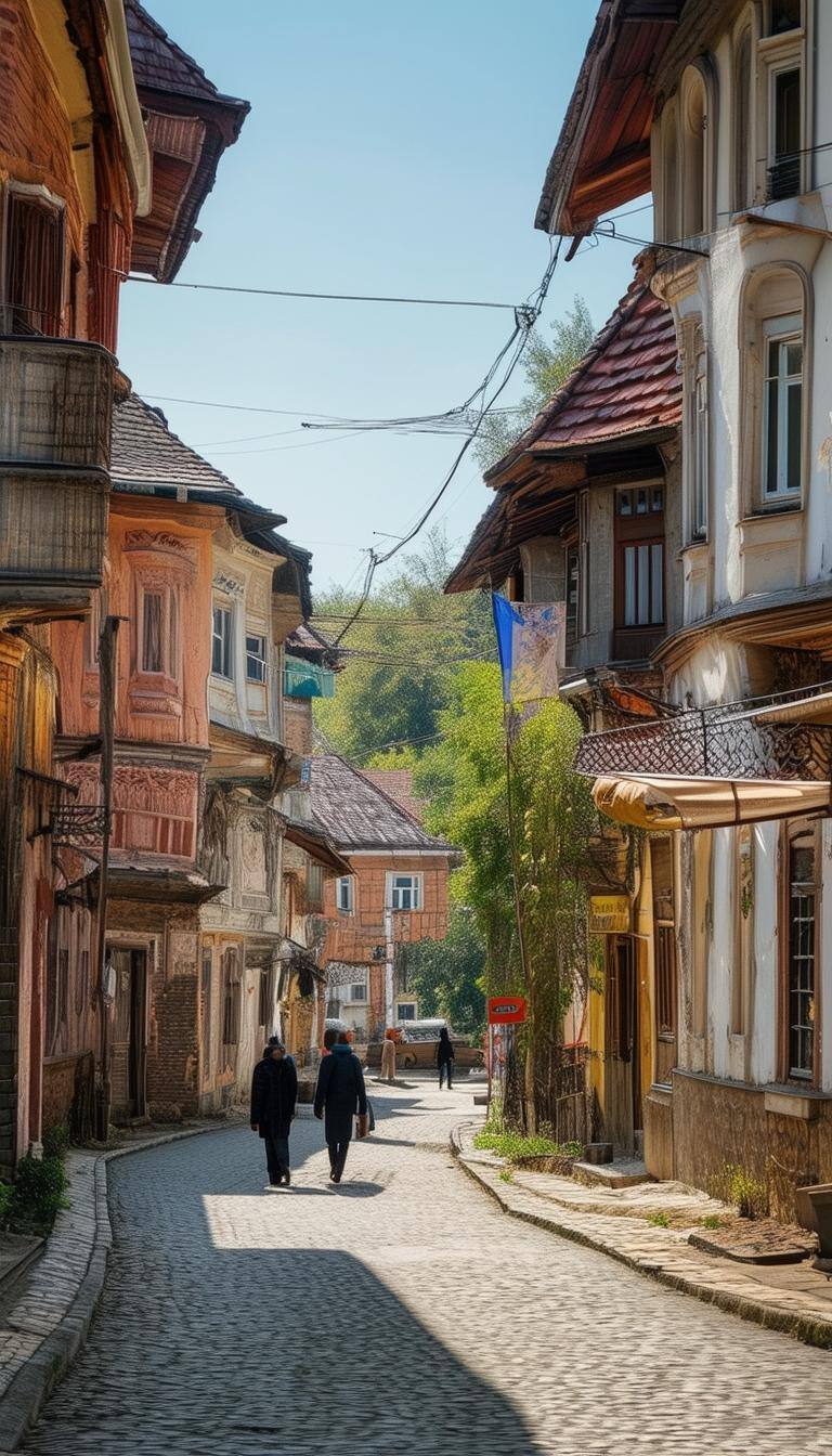 A traditional Romanian street scene in a city