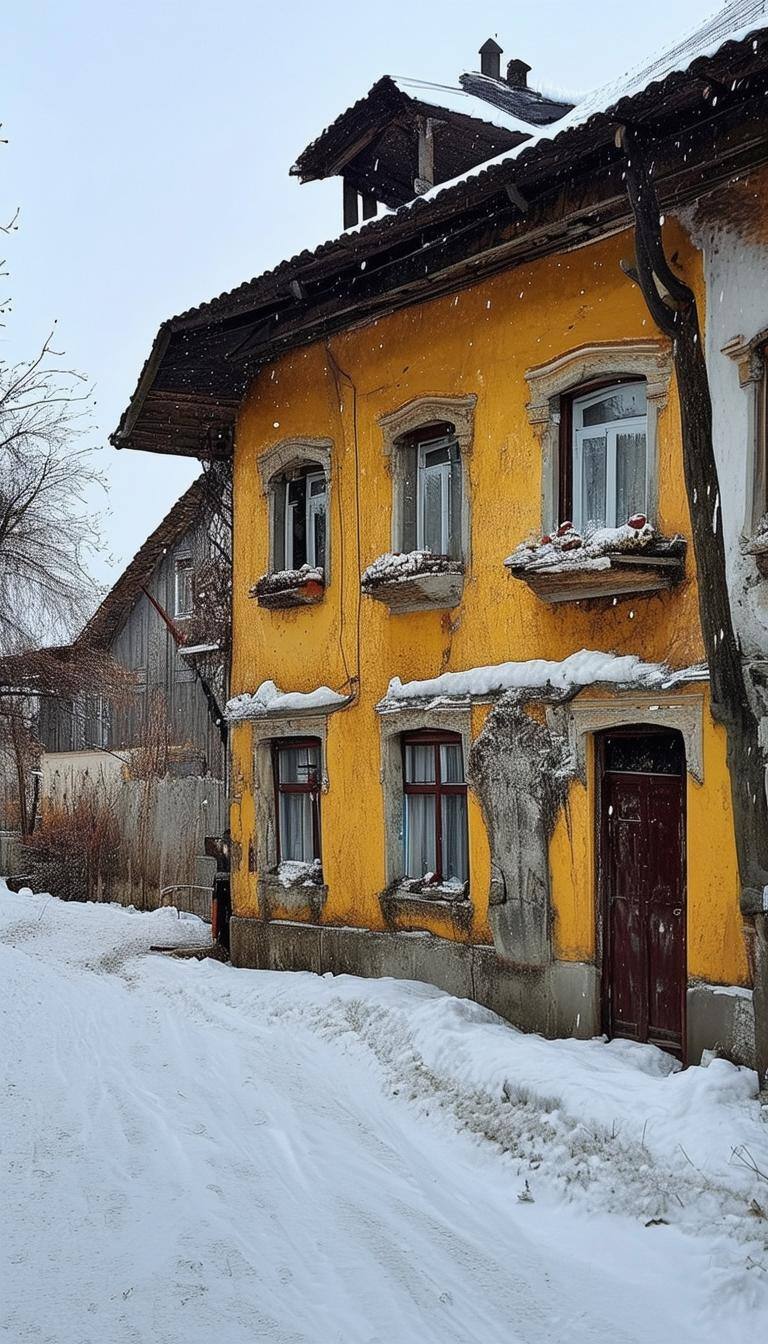 A traditional Romanian town house in the winter