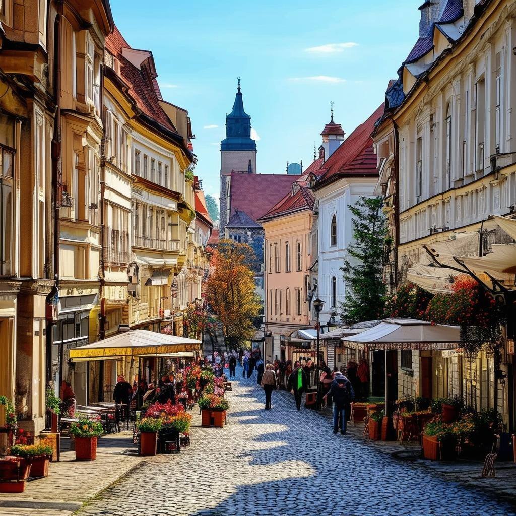 A traditional czechia street scene in a city