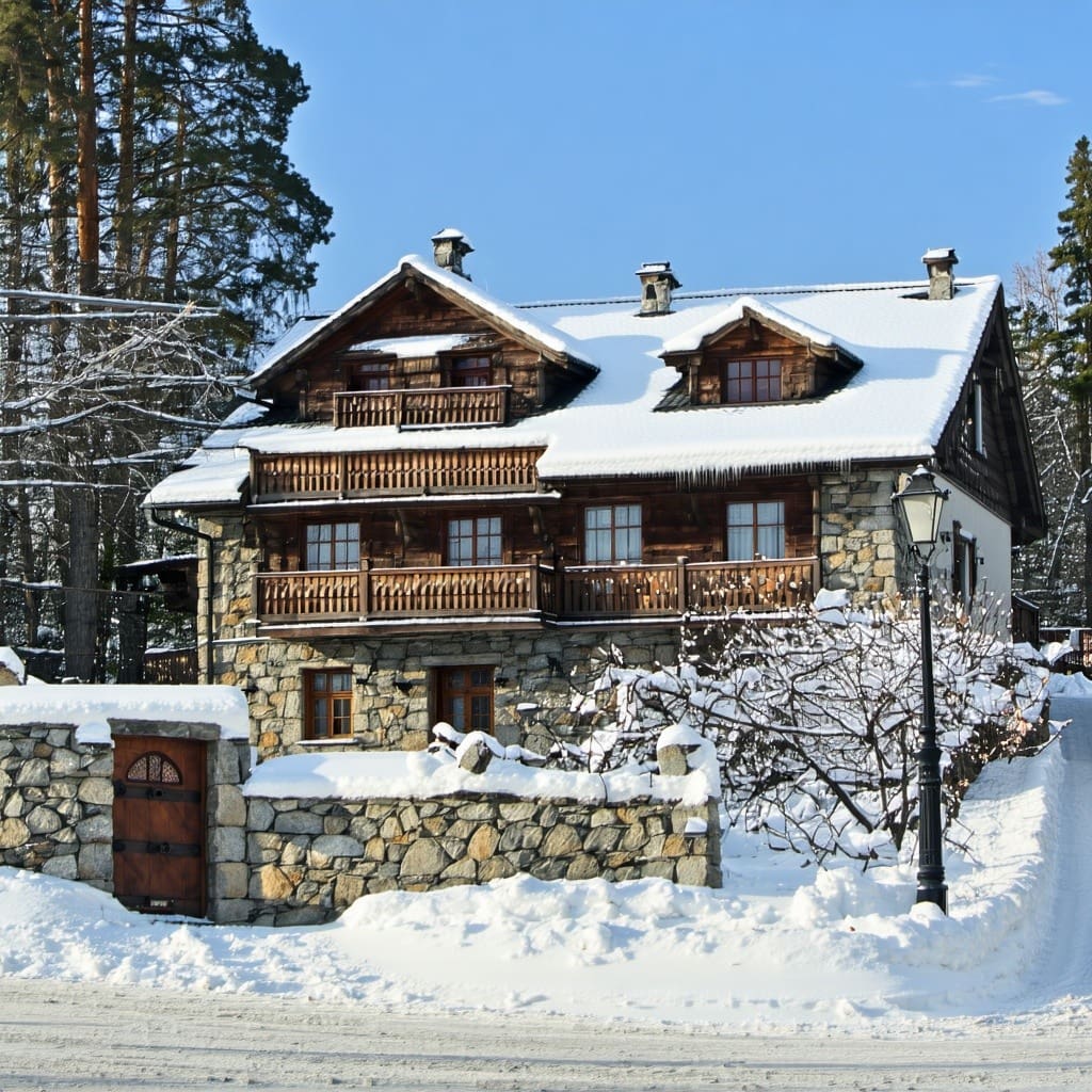 A traditional hotel in Bulgaria in the winter