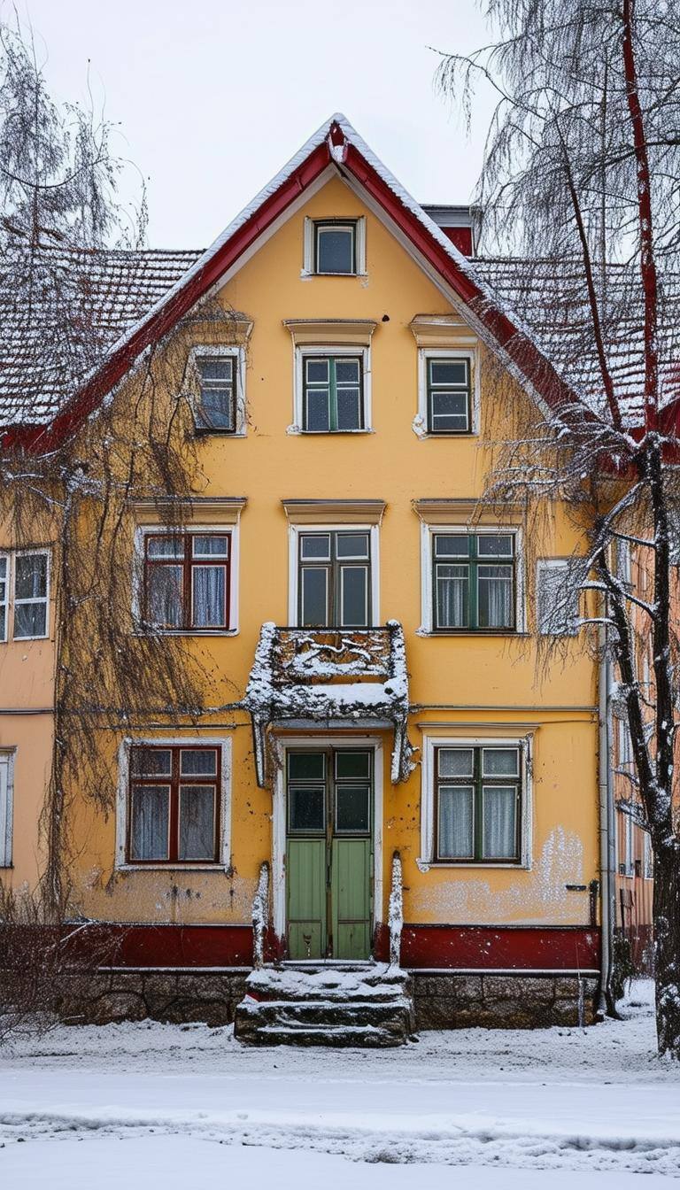A traditional latvian town house in the winter