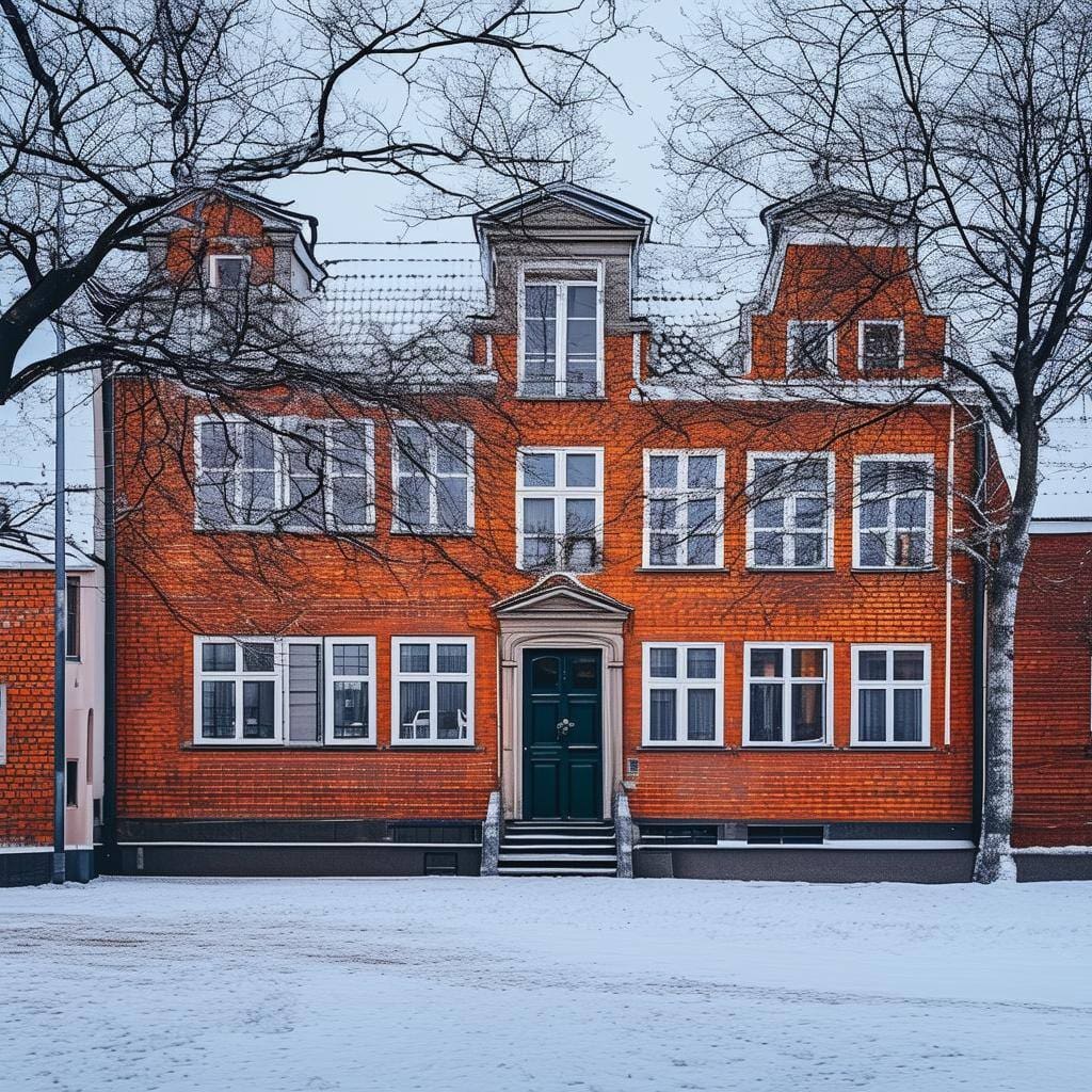 A traditional town house in the winter in Copenhagen, denmark
