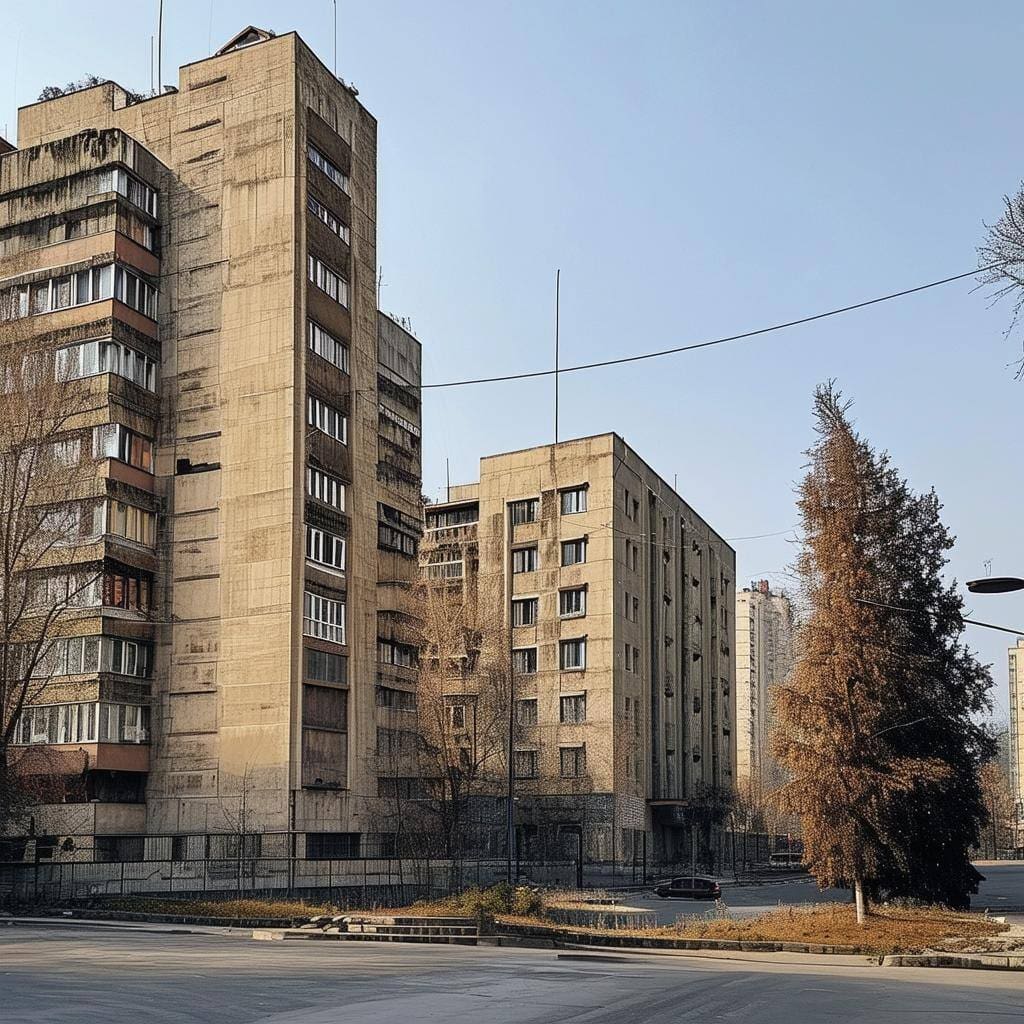 Soviet era and contemporary buildings in Yerevan, Armenia