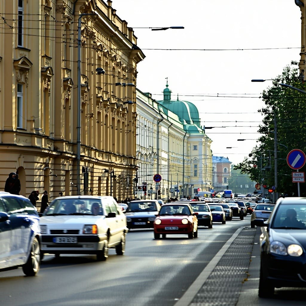 a view of a busy street in a Belarus city