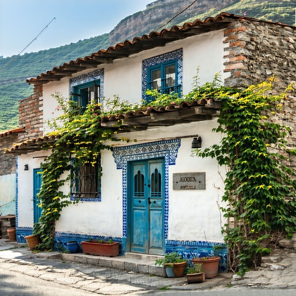 a view of a traditional townhouse in Albania