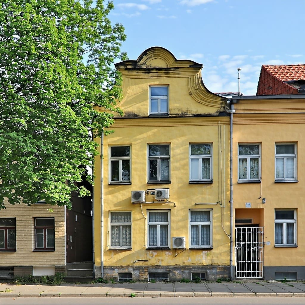 a view of a traditional townhouse in Ukraine