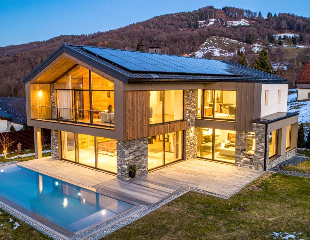 Energy-Efficient Windows in Czechia - A modern Czech home with large, sleek energy-efficient windows.
