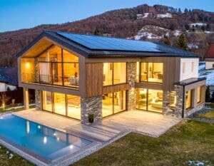 Energy-Efficient Windows in Czechia - A modern Czech home with large, sleek energy-efficient windows. The house is set in a 941914