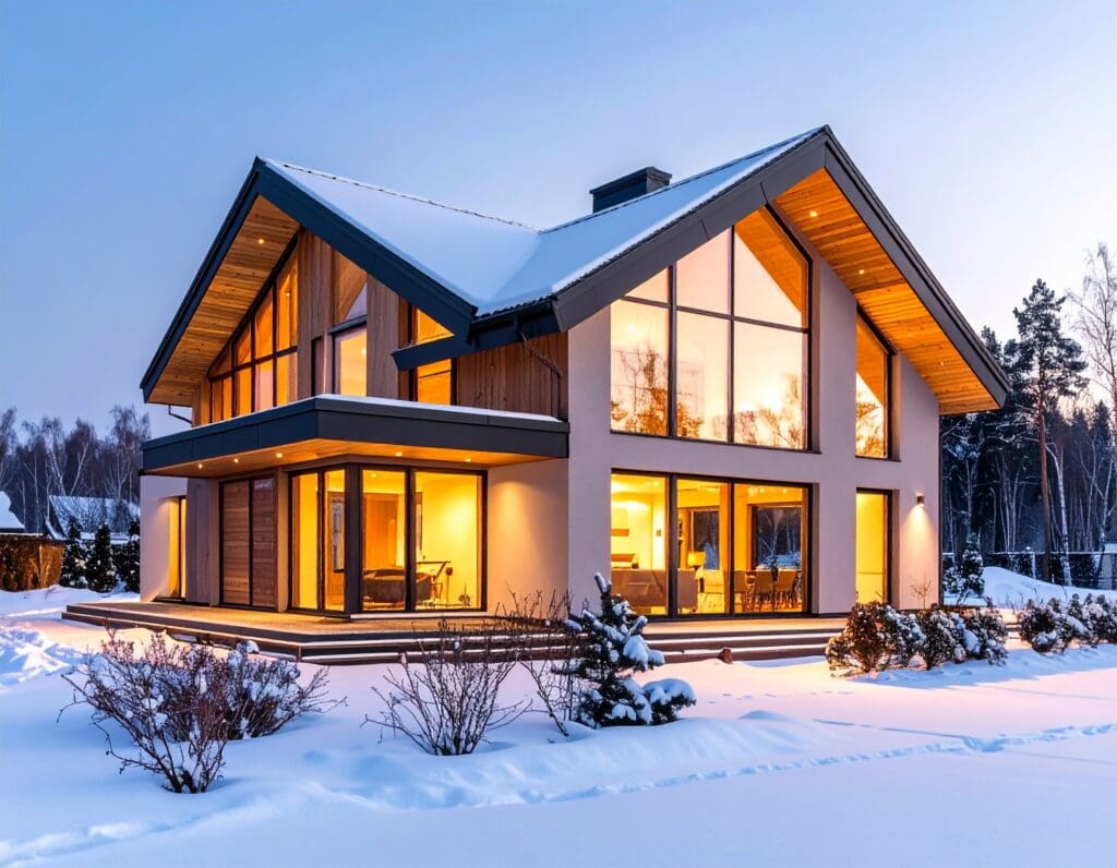 Modern glazing for homes - A modern Belarusian single-family home with large, sleek vacuum-glazed windows.