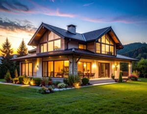 Energy-efficient Romanian home with modern vacuum-glazed windows, blending traditional architecture and sustainable design, ideal for eco-friendly living