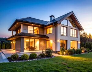geam cu vid - Energy-efficient Romanian home with modern vacuum-glazed windows, blending traditional architecture and sustainable design, ideal for eco-friendly living