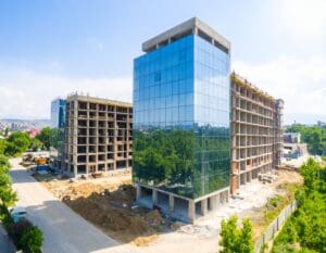 Modern Armenian new-build apartment complex with advanced glazing for energy efficiency and comfort