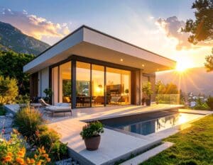 New Albanian home with modern glazing for energy efficiency and stylish design